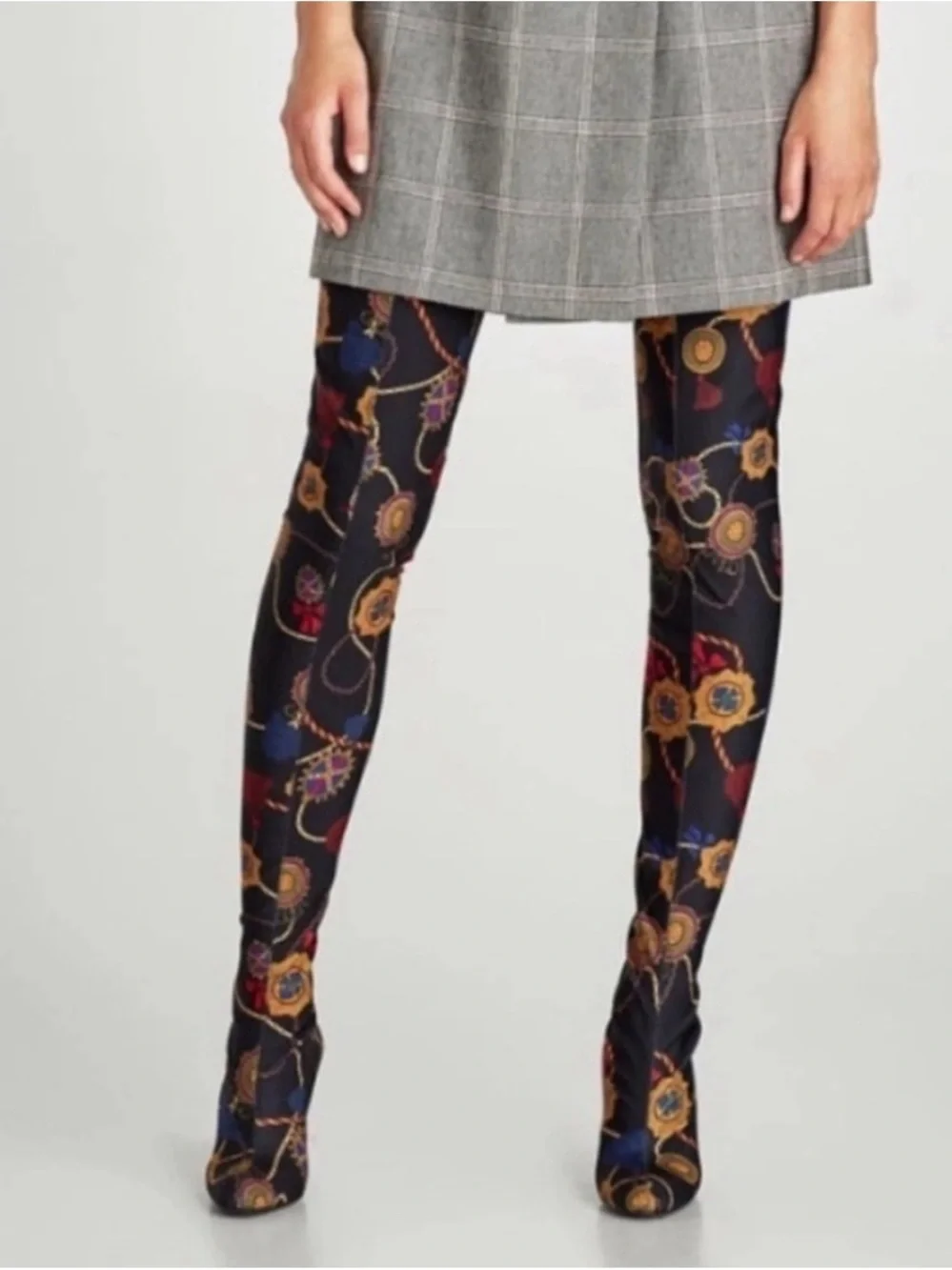 Zara Patterned Navy Statement Booties